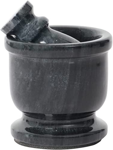 Radicaln - Mortier et pilon faits main en marbre noir portables de 6,3 cm, soit la taille d’une paume | Accessoires de cuisine en marbre pour épices indiennes et assaisonnements, fournitures d'autel