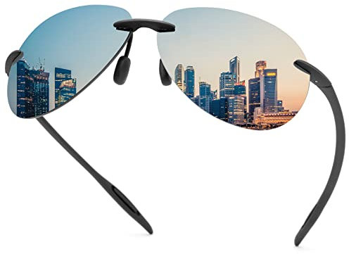 Randlose polarisierte Sport-Sonnenbrille für Männer Frauen Fahren Radfahren Laufen Angeln Golf UV-Schutz Sonnenbrille Mode Unisex Shades Retro-Brille Anti-Glare Classic Mirror Lens Eyewear