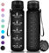 Vikaster Bouteille d'eau, Gourde Sport 1 Litre, sans BPA, Étanche & Réutilisable, Water Bottle Ouvrir en un Clic, Convient Pour la Gym, le Yoga, le Camping, Gourde Randonnée Mat Noir