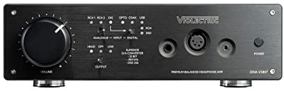 Violectric DHA V3802 Headphone Amplifier/DAC | Analog Inputs: 2 stereo channels, unbalanced via RCA, Resampling/Reclocking: 32-bit, 180 dB dynamic range, modes: On/Off/Best