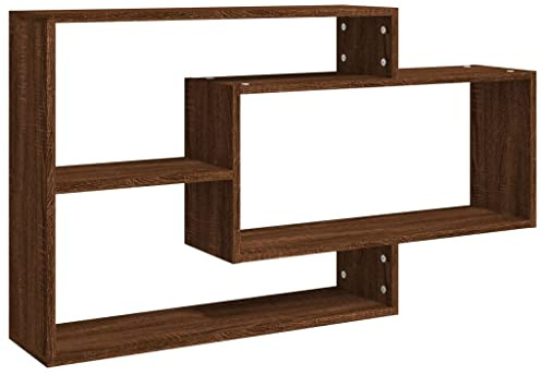 vidaXL Wandregal, Wandablage mit viel Stauraum, Hängeregal für Schlafzimmer Flur Wohnzimmer, Schweberegal Bücherregal Regal, Braun Eichen-Optik Holzwerkstoff