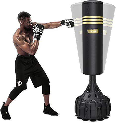 Dripex Free Standing Punch Bag, Freestanding Punching Bag with Suction Cups for Adult Teens Youth, Heavy Duty Boxing Bag with Stand for Home Gym MMA Muay Thai Boxing Training Equipment for Men Women