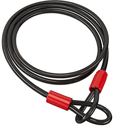 2x Cavi Extra Lunghi da 2m, con Cappi, per Biciclette e Bagagli, in Acciaio Rivestito, con Passanti, Colore Nero