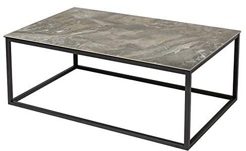 riess-ambiente.de Design Couchtisch SYMBIOSE 100cm Taupe Keramik in Marmor-Optik | Eleganter Beistelltisch Industrial-Style