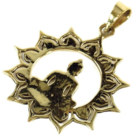 GURU SHOP Amulett `Buddha` Kettenanhänger aus Messing, Gold