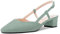 NobleOnly Donna Chunky Blocco Basso Gattini Tacco Heel Quadrata Punta Sandali Slingback Slip-on Pumps da Matrimonio Cute Scarpe Verde B 44 EU