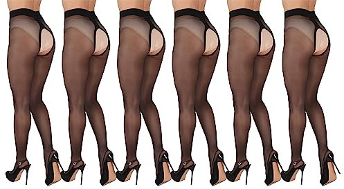 BANANALU 20 Den Ouvert Strumpfhose mit offenem Schritt Große Öffnung Plus Intimo Plus 20 Nero - 6er Set L
