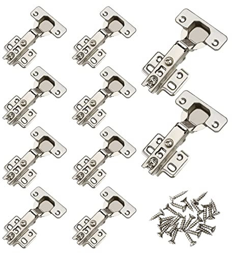 CVIUYO 10Pcs 35mm Cabinet Hinges, Kitchen Cupboard Concealed, Wardrobe, Embedded Furniture Hinges Full Overlay for Kitchen Bathroom Cabinet Closet with Screws