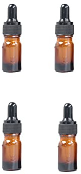 Wacnune 4 Pcs 5ml Amber Glass Dropper Bottles - Boston Round Essential Oil Bottles with Pipettes, UV Protective Glass Vials for Perfume, Serum & DIY Cosmetics