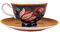 Pfedxoon Porcelain Tea Cups and Saucers, 240 ml Coffee Cups with Gold Trim and Gift Box (Dark Green)