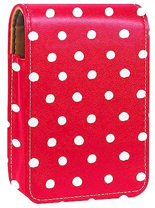 Étui de Rouge à lèvres de Maquillage avec Miroir pour Sac à Main cosmétique avec Miroir,Mode Rose Blanc Vague Point