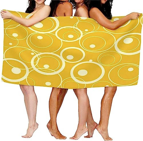 ALMONO Mikrofaser Strandtuch Runden 90x180 cm, 3D Strandhandtuch Gelb Weiches Leicht Reisehandtuch Schnelltrocknend Sandfreies Strandtücher, Saunatuch, Badetuch