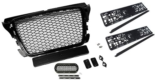 Kompatibel mit A3 8P Kühlergrill Wabengrill Front Grill mit Emblemhalter Kennzeichenhalter PDC 08-13