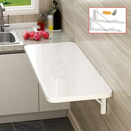 wandklapptisch klapptisch Wand wandtisch klappbar, schwimmender Multifunktions-Esstisch, Computertisch, für Werkbank, Küche, Wäscherei, Heimbüro, 20 Größen, weiß, mit Zubehör (100 x 50 cm/39