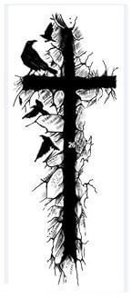 2 Temporary Tattoo Stickers Dark Crow Cross Juice Plant Ink For Women And Men Waterproof Semi-Permanent And Long-Lasting For 2 Weeks Non-Reflective