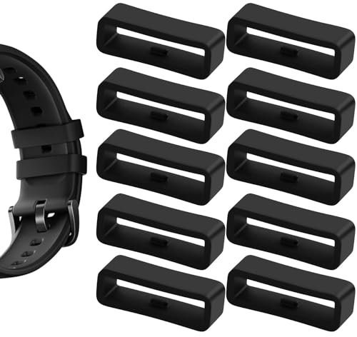 12PCS Ferma Cinturino Orologio Gomma Passante Cinturino Orologio in Silicone Anelli di Fissaggio per Orologi Anelli di Sicurezza 22mm Cinturino Fibbie
