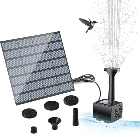 Solar Springbrunnen, 1.8W Solarpumpe Teichpumpe Solar Gartenbrunnen Wasserpumpe mit 4 Effekte, Solar Schwimmender Fontäne Pumpe für Garten,Teich,Vogel-Bad,Fisch-Behälte