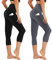 AMIYOYO Capri Leggings Damen mit Taschen 3/4 Sport Leggins High Waist Sporthose Blickdicht Elastisch 7/8 Yoga Hose Fitness Laufen für Outdoor 2er Pack(Schwarz+Dunkelgrau,XXL=DE50-54)