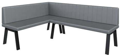 FURNISTAR Eckbank Akiko Metal A - Eckbankgruppe für Ihrem Esszimmer, Küche modern, Sitzecke, Essecke. Perfekt für Küche, Büro und Rezeption. Solide und Starke Verarbeitung. (142x196-Links-Soft29)