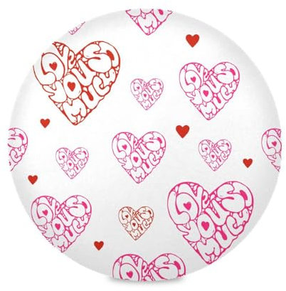 Rattan Round placemats Valentine's Day Cute Hearts Love You Pink Spring Waterproof placemats for Kitchen Table Reversible placemats Washable Cloth placemats Plate mat Set