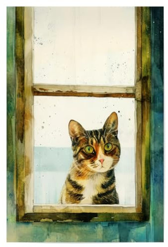 artboxONE Poster 30x20 cm Tiere Katzenleben I hochwertiger Design Kunstdruck - Bild Katze Haustier Illustration