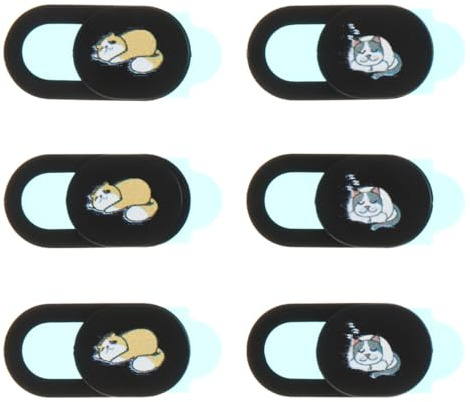 Veemoon Webcam Abdeckung mit Tiermotiv, Dünn, Flexibel, Abs | Computer und Laptops, Privater Schutz, 6 Stück, Katzen und Tiermuster, Schlichtes Design