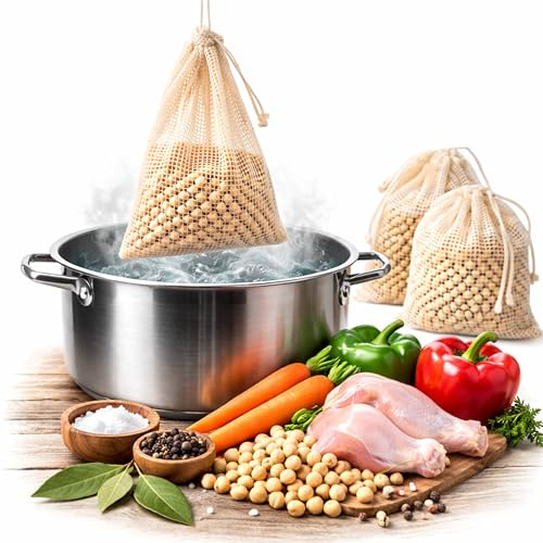 Set de 3 Mallas Para Cocer Garbanzos y Legumbres - Bolsa Para Cocinar Carne - Red Para Cocción De Legumbres - Malla De Cocina Para Cocer Garbanzos - 2 Mallas De 1 Kg, 1Kg y 2 Kg - Red Asar + QR cocina