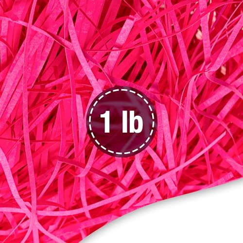 FRILLZ Skinny-Cut Geschreddertes Papier für Geschenke & Osterkörbe - Schützender wiederverwendbarer Papierschnipsel für Korbfüller - Grasoptik (0,5 kg, Hot Pink)