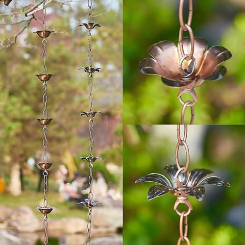 Regenablaufkette Lily Blume Japanische Regenkette, Einstellbare Dauerhafte Downpout -Kette für Dachrinnen / Abwärtsrohre / Abdrainage, Abhilfe, Gartendekoration Regenfänger ( Color : Lily , Size : 3.6