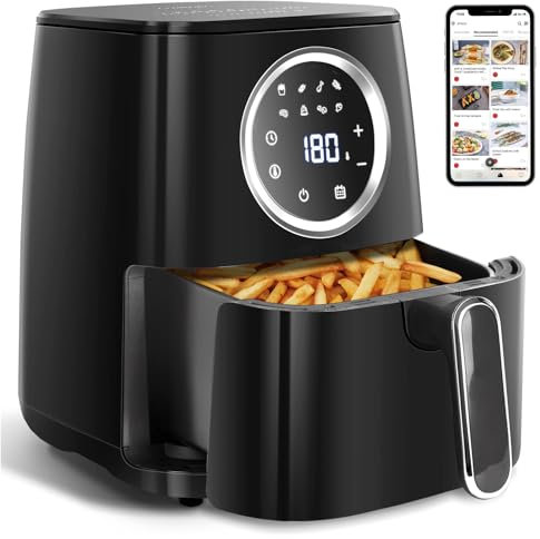 Aigostar Friggitrice ad Aria, 1400W, Friggitrice Senza Olio da 4.2L, Slot Raccogli Cavo, Senza BPA, Cestino Antiaderente Rimovibile, Nero