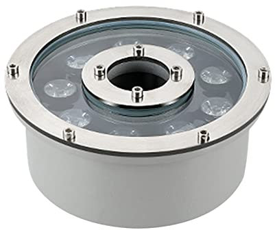 MIKOTR Luz de Fuente de Anillo LED, Foco de Paisaje Submarino Sumergible Agujero Medio 12V/24V IP68 para Jardín Fuente Piscina(Blanco cálido 3000K,9W(12V))