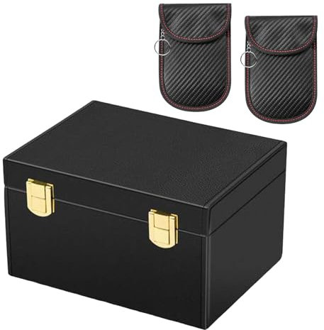 Autoschlüssel Schutz–Faraday-Box Mit Faraday-Tasche (2er-Pack),Sicherheit Für Schlüssellosen Zugang, Signalblocker,Keyless Go Schutz,Autoschlüsselbox Für Handy,Kreditkarte und Auto(GRÖSSE:Black)