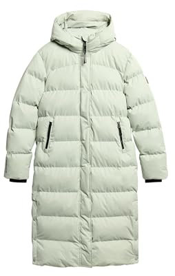 Superdry Damen Langer Steppmantel aus Mikrofaser Puritanisches Grau 38