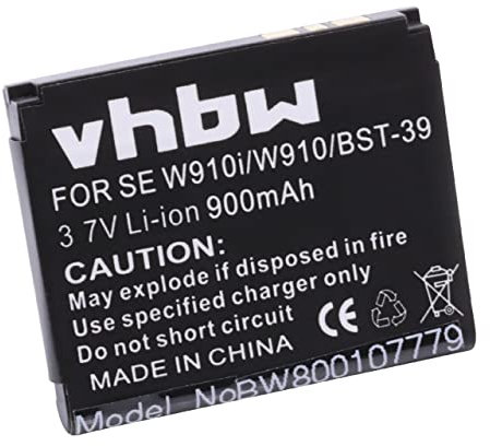 vhbw 1x Akku Ersatz für Sony-Ericsson BST-39 für Handy Smartphone Telefon (900 mAh, 3,7 V, Li-Ion)