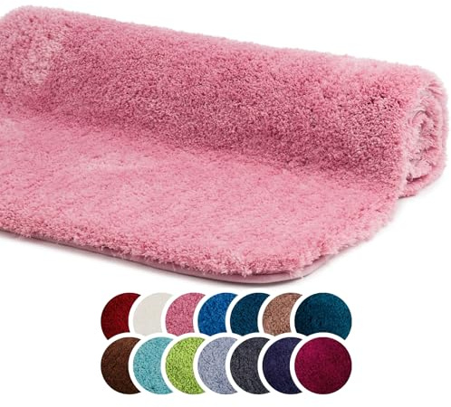 liebling Badteppich 60x100 cm, rutschfeste Badmatte, Altrosa, Superior | 100% Polyester (Mikrofaser), Weicher Badvorleger 60 x 100, Anti-Rutsch-Unterseite, Fußbodenheizung geeignet, Waschbar 30 Grad
