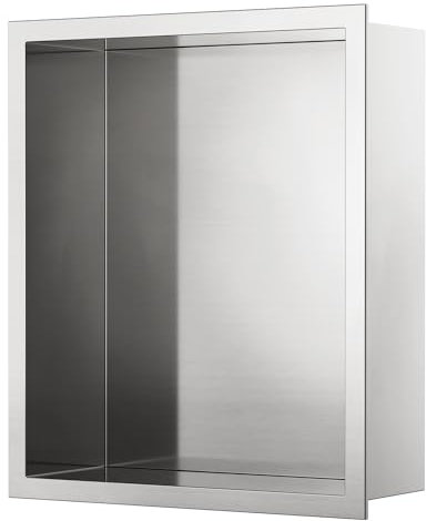 KEOKBON 25x30 x10 cm Nano-Silber Wandnische Dusche Edelstahl Einzelregal Lagerung, Keine Fliesen Erforderlich Duschnische für Dusche Duschablage Badezimmer