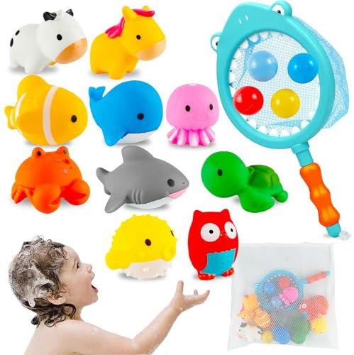 Tangdudu 16 Pièces Jouets de Bain pour Bébé, Squirt pour Enfant, Piscine, Douche pour Garçon Fille, 12 3 4 Ans