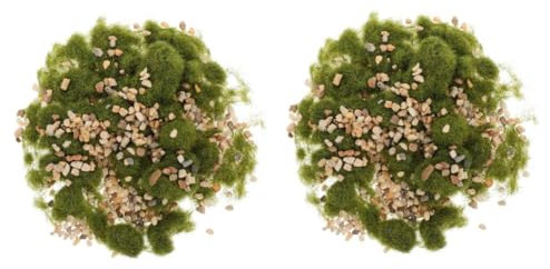 TOYANDONA 2 Sets Static Grass Fake Grass Micro Landscape Fish Aquarium Tank Pot Plant Pots for Houseplants Turf DIY Grass Decor Artificial Grass for Planters Grass Decoration Pebbles Green