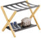 vovala Porte-bagages, porte-valise pliant avec étagère de rangement, Porte-bagages en bambou de qualité supérieure pour chambre d'amis, chambre à coucher, hôtel, supporte jusqu'à 61 kg (Naturel)