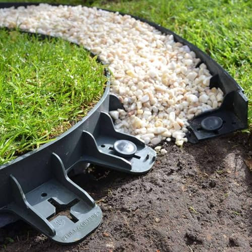 45mm Flexible Lawn Edging Border 800mm Long Garden Border Edging for Gravel, Stone and Paving Landscaping and Flowerbed Edging Garden Design Plastic Edge Green x4 3m plus 16 x 250mm Pegs