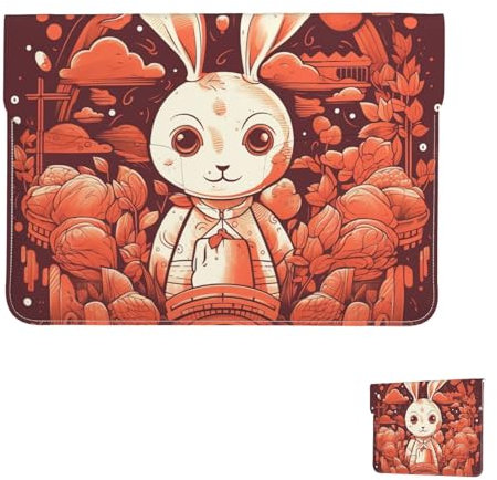 Laptop Case Leather Laptop Sleeve Comic Style Rabbit Laptop Bag Shockproof Protective Carrying Case