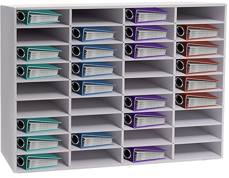 24/36-Fächer Desktop Aktenhalter PVC Dokumentenablage 60/80kg Tragfähigkeit Literatur-Organizer Schreibtisch-Aktenhalter für Hause Büro Klassenzimmer (36-Fächer Weiß)