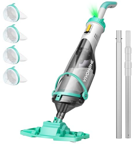 VIVOHOME Aspiradora Piscina Inalámbrica con Pértigas Telescópicas de 278cm Succión de 18,5 GPM Autonomía de 60 Minutos Recargable con Indicador de Batería para Piscinas Spas y Jacuzzis