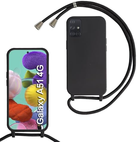xinyunew Handykette für Samsung Galaxy A51 4G/M40S Hülle mit Band, Handyhülle mit Schnur zum Umhängen, weiche TPU Silikonhülle mit Band [abnehmbar] Halskettenhülle für Galaxy A51 4G/M40S-Schwarz | Kameraschutz und Bildschirmschutz, Necklace Handyhülle mit Schnur Stossfest Schutzhülle für zum Umhängen Case mit Kordel