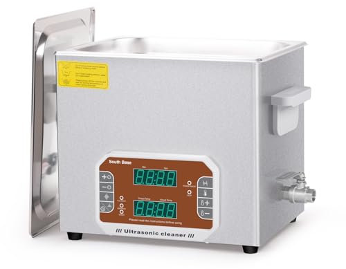 SOUTH BASE Ultraschallreiniger,10L Ultraschallreiniger mit Reinigungskorb,Timer&Heizung,240W Touch Control Ultraschallreinigungsmaschine zur Reinigung von Pistole,Motor,Vergaserteilen,Kette