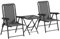 Outsunny Conjunto de Mesa y Sillas de Terraza Exterior de 3 Piezas Muebles de Jardín Exterior Plegables con Estructura de Acero y Portavasos para Patio Gris Oscuro