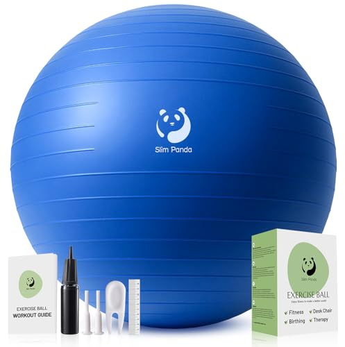 Slim Panda Gymnastikball, 55-85CM Explosionsgeschützt Pezziball Sitzball mit Pumpe, Trainingsball Fitnessball für Senioren Therapie,Schwangerschaft, Fitness, Balance Training(Bla)