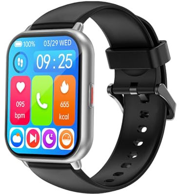 RUIMEN Montre Connectée Homme Femme avec Appel Bluetooth Smartwatch avec Podometre Cardiofrequencemetre Oxymetre Montre Sport pour iPhone Android Etanche IP68 Notification Chronometre Meteo Noir