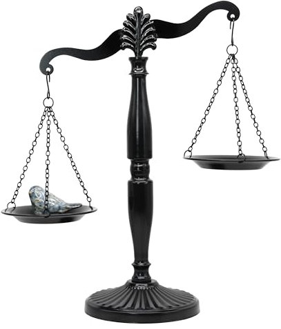 Waage im Vintage-Stil, Metallwaage, Schmucktürme für Rechtsanwälte, Bauernhaus-Kerzenhalter, Heimdekoration, antike Gewichtsausgleichswaage, Schwarz, 28,2 x 41,9 cm (B x H)