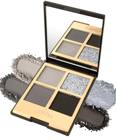 Palette Ombretti, 4 Ombretti Gotici, Nudo Nero Grigio Fumoso High Pigmented Natural Neutral Palette Con Specchio, Texture Vellutata, Lunga Durata, Palette Occhi Trucchi Donna-01